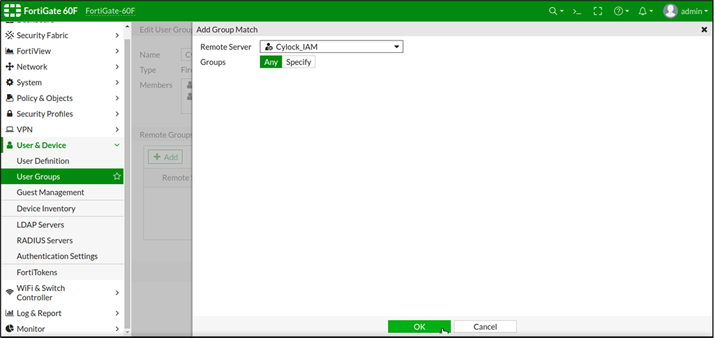 Selecting the Groups ‘Any’